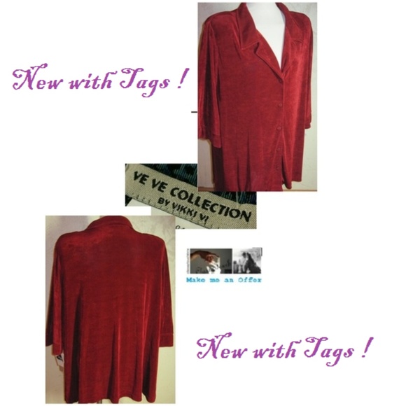 Ve Ve Collection Tops - Ve Ve Collection  NWT Dark Red  Cardigan Top